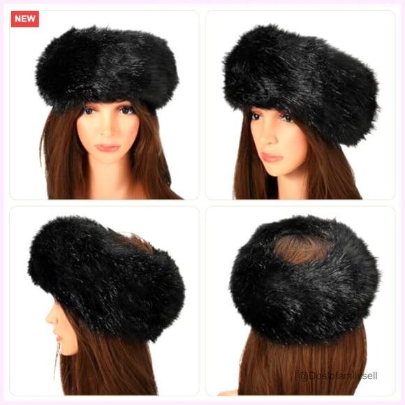 2 Pack Faux Fur Headband Ear Warmer Winter Ski Hat Elastic One Size